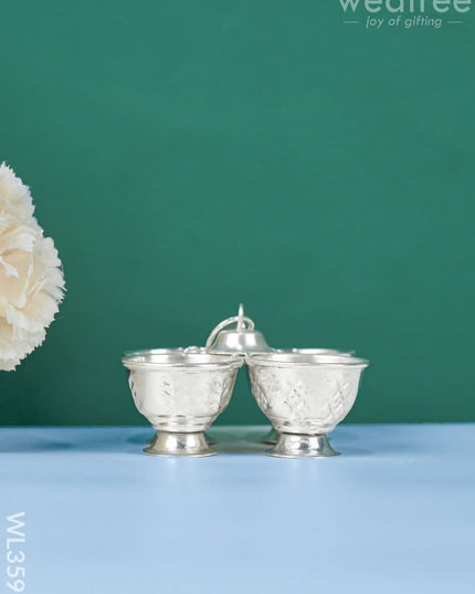 German Silver 4 Cup Kumkum Holder - Wl3591 Pooja Utility