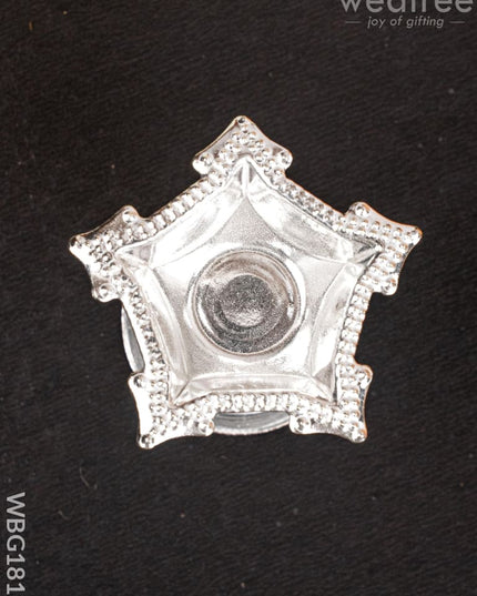 German Silver 5 Face Diya - 2 inch - WBG1812 - German Silver Diya RG