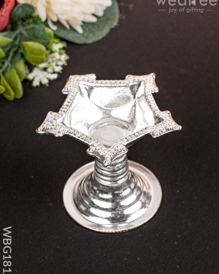 German Silver 5 Face Diya - 2 inch - WBG1812 - German Silver Diya RG