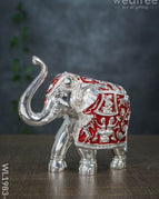 German Silver 6.5 Inches Elephant - Red with Silver - WL1983-2