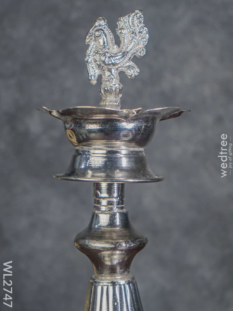 German Silver Annapakshi 5 Face Kuthu Vilaku - 14 Inch Set Of 2 Wl2747 Diyas