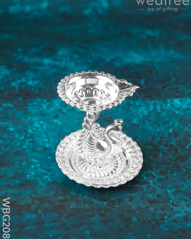 German Silver Annapakshi Diya - 2 inch - WBG2081 - German Silver Diya RG