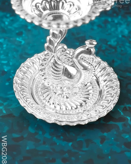 German Silver Annapakshi Diya - 2 inch - WBG2081 - German Silver Diya RG