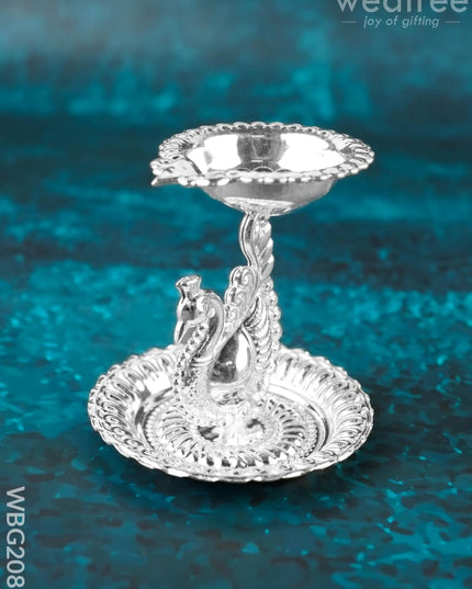 German Silver Annapakshi Diya - 2 inch - WBG2081 - German Silver Diya RG
