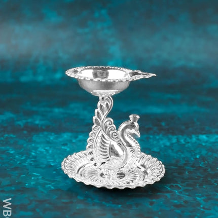 German Silver Annapakshi Diya - 2 inch - WBG2081 - German Silver Diya RG
