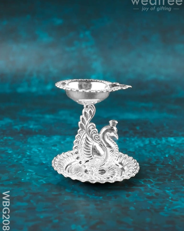 German Silver Annapakshi Diya - 2 inch - WBG2081 - German Silver Diya RG