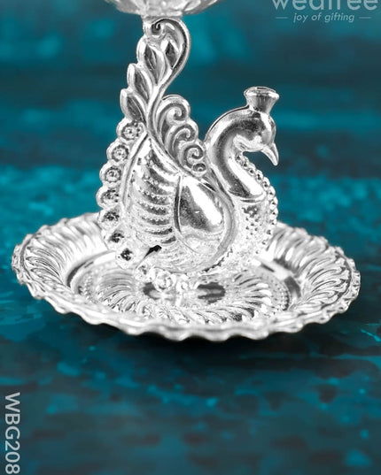 German Silver Annapakshi Diya - 2 inch - WBG2081 - German Silver Diya RG