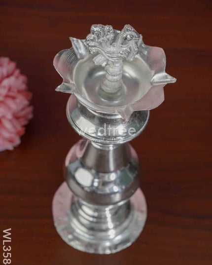 German Silver Annapakshi Kuthu Vilaku - 12 Inch Set Of 2 Wl3584 Diyas