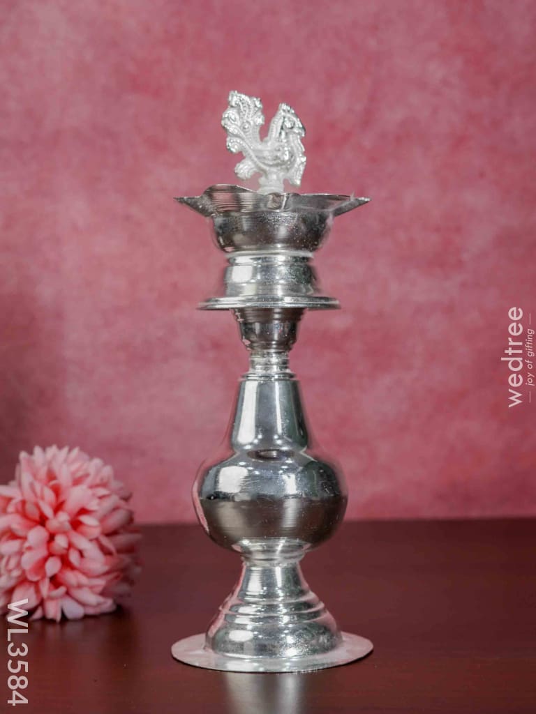 German Silver Annapakshi Kuthu Vilaku - 12 Inch Set Of 2 Wl3584 Diyas