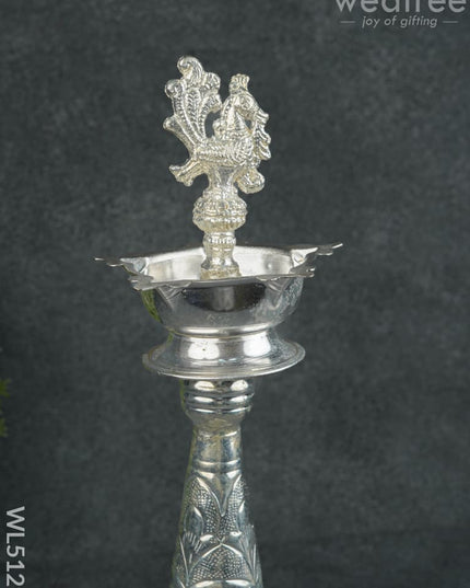 German Silver Annapakshi Kuthu Vilaku - 14 inch - WL5129 - German Silver Diyas