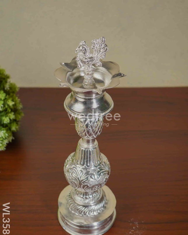 German Silver Annapakshi Kuthu Vilaku - 15 Inch Set Of 2 Wl3583 Diyas