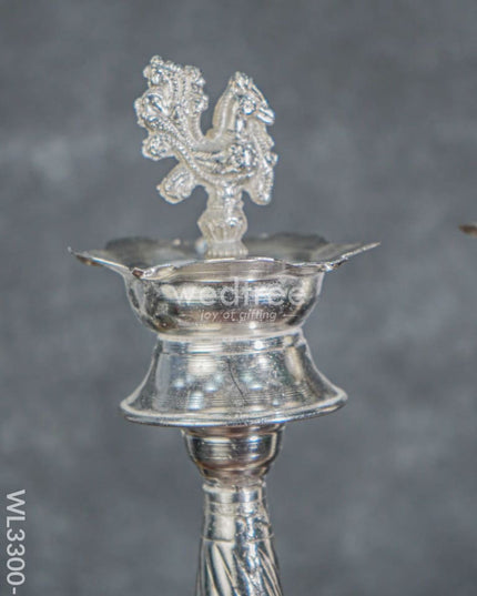German Silver Annapakshi Kuthu Vilaku - Set Of 18 Inches Wl3300-1 Diyas