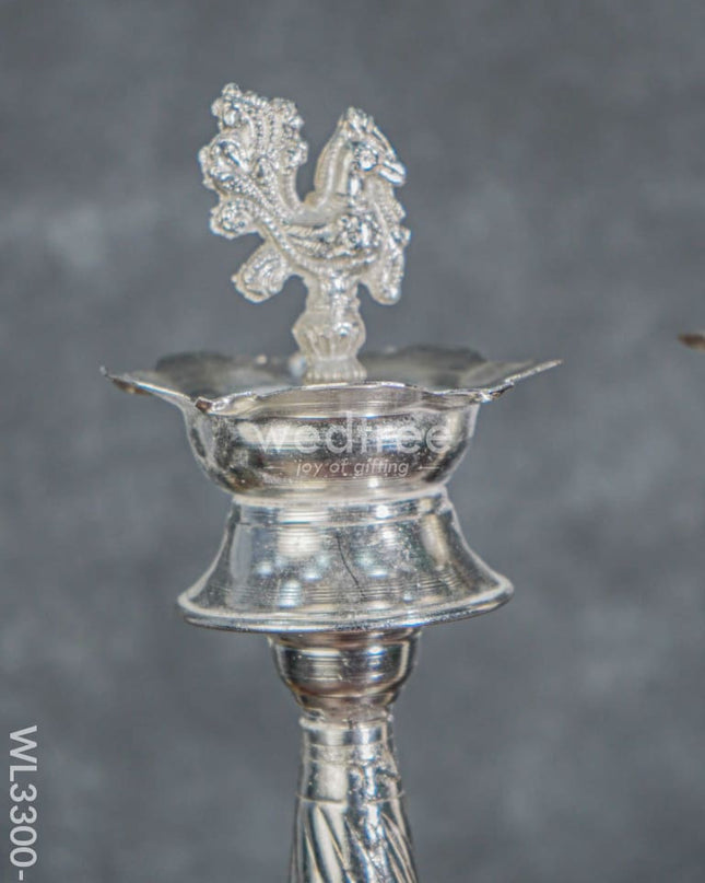 German Silver Annapakshi Kuthu Vilaku - Set Of 18 Inches Wl3300-1 Diyas
