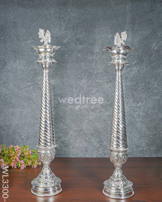 German Silver Annapakshi Kuthu Vilaku - Set Of 2 23 Inch Wl3300-2 Diyas