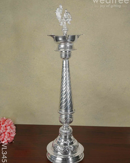 German Silver Annapakshi Kuthu Vilaku - Set Of 21 Inches Wl3455 Diyas