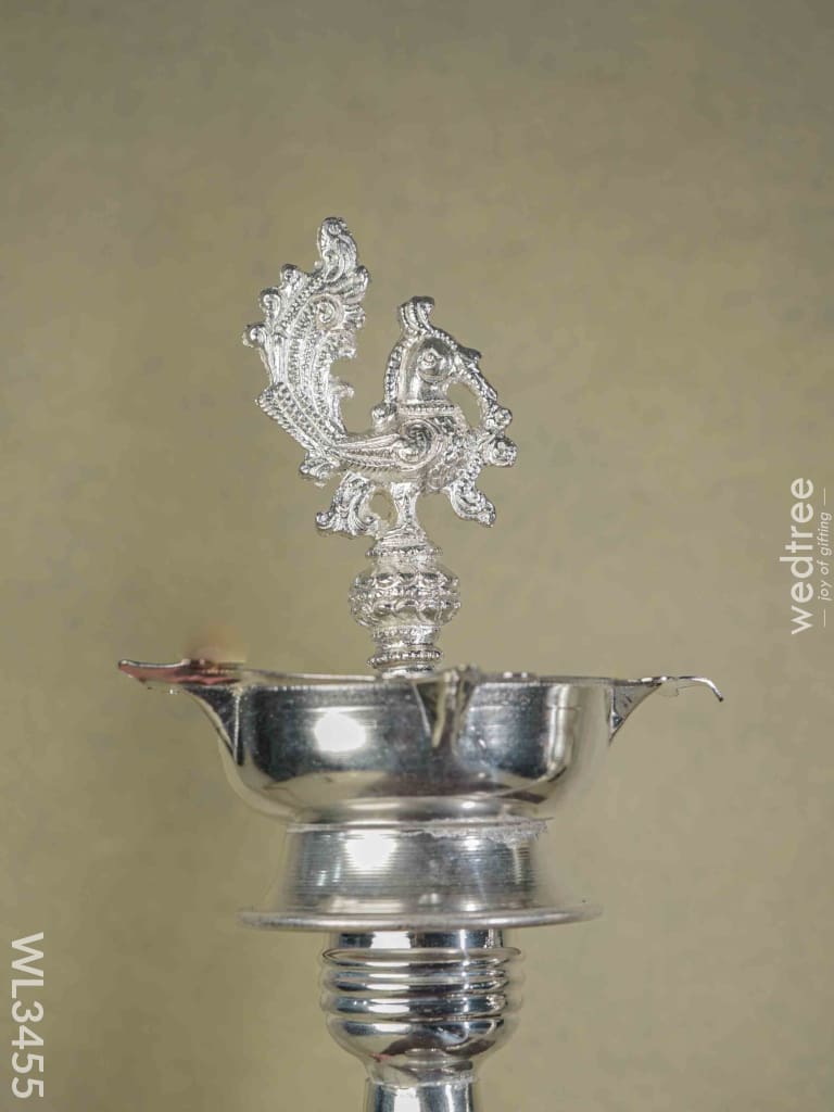 German Silver Annapakshi Kuthu Vilaku - Set Of 21 Inches Wl3455 Diyas