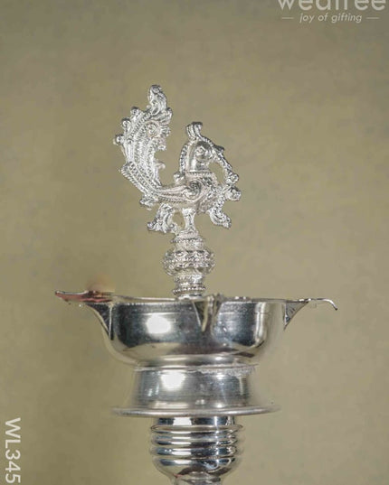 German Silver Annapakshi Kuthu Vilaku - Set Of 21 Inches Wl3455 Diyas