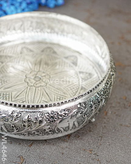 German Silver Antique Elephant Urli - Wl4646-2