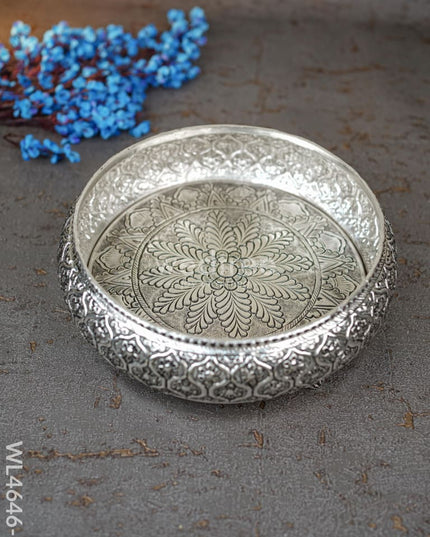 German Silver Antique Floral Urli - Wl4646
