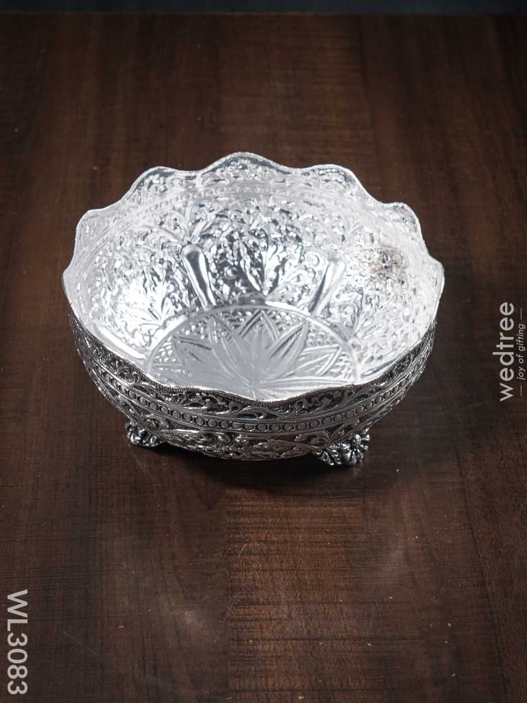 German Silver Antique Prasadam Bowl - Wl3083 Pooja Utility