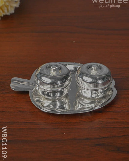 German Silver Apple Shaped 2 Kumkum Holder - Wbg1109-1 Holders