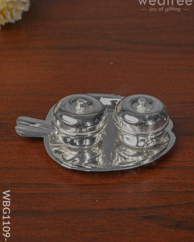 German Silver Apple Shaped 2 Kumkum Holder - Wbg1109-1 Holders