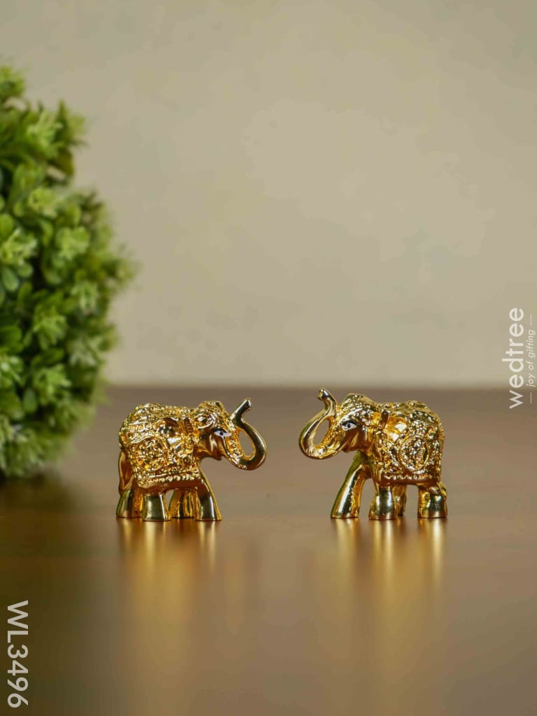 German Silver Baby Elephant - Set Of 2 Wl3496 Figurines