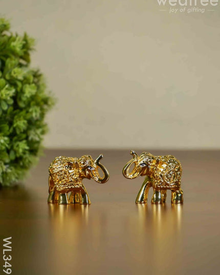 German Silver Baby Elephant - Set Of 2 Wl3496 Figurines