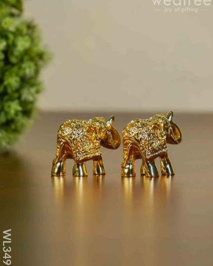 German Silver Baby Elephant - Set Of 2 Wl3496 Figurines