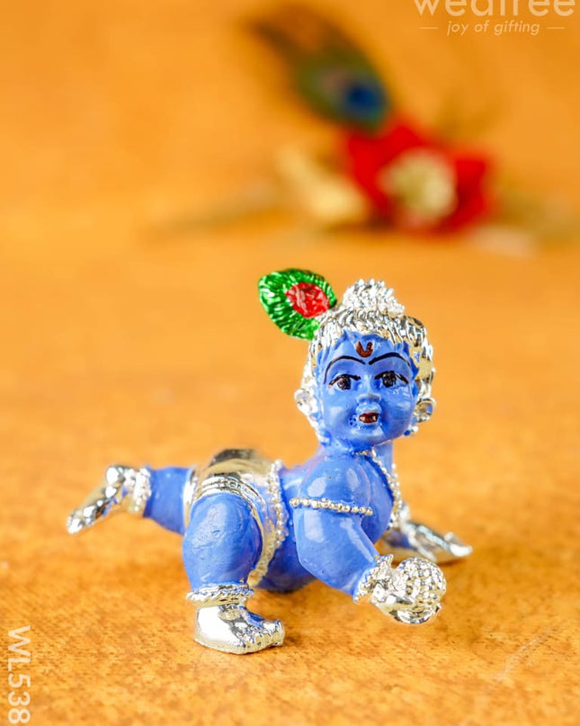 German Silver Baby Krishna - 2 inch - WL5386 - German Silver Figurines