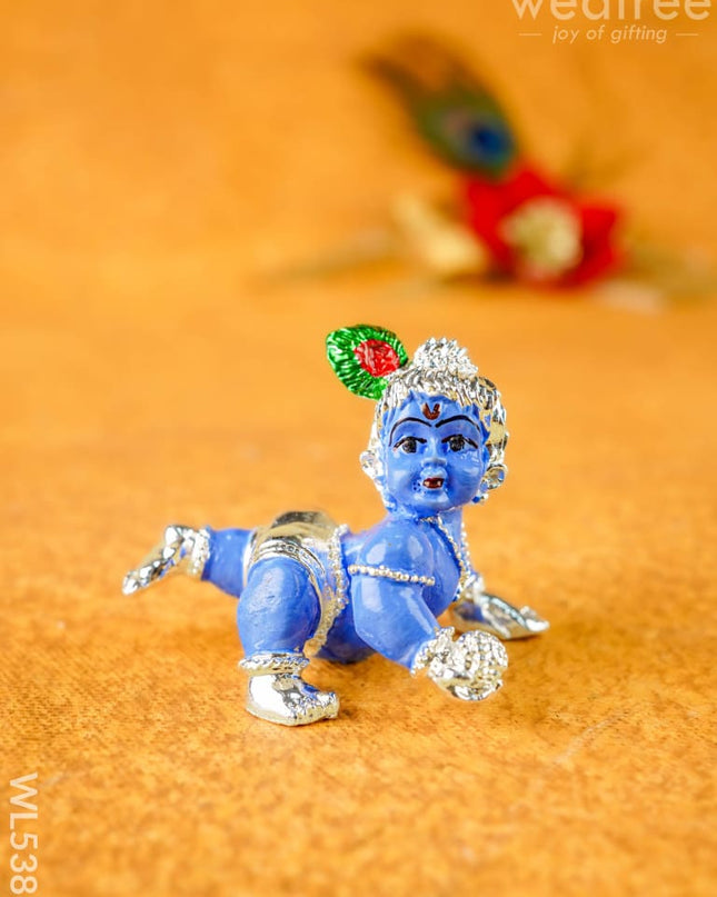 German Silver Baby Krishna - 2 inch - WL5386 - German Silver Figurines