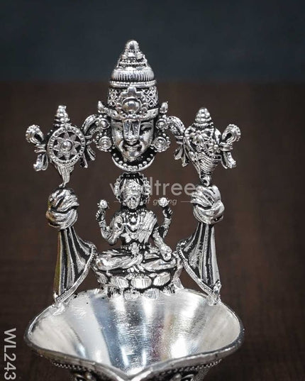 German Silver Balaji Lakshmi Diya (Antique Finish) - Wl2431 Silver Diyas