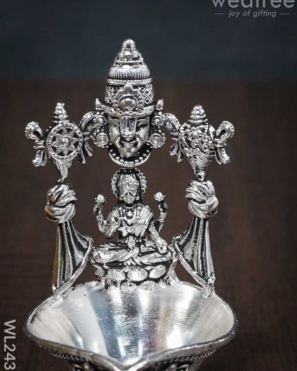 German Silver Balaji Lakshmi Diya (Antique Finish) - Wl2431 Silver Diyas