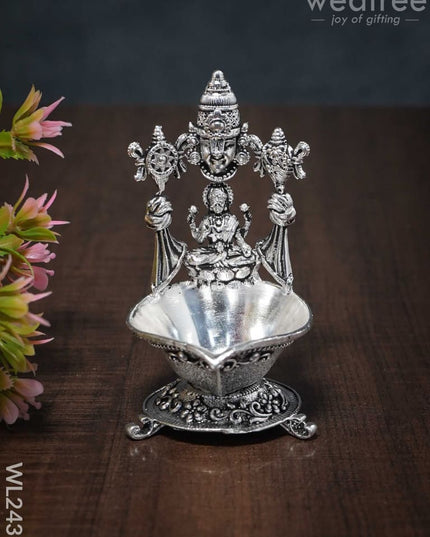 German Silver Balaji Lakshmi Diya (Antique Finish) - Wl2431 Silver Diyas