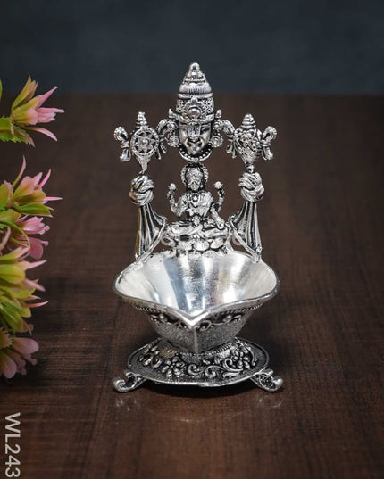 German Silver Balaji Lakshmi Diya (Antique Finish) - Wl2431 Silver Diyas