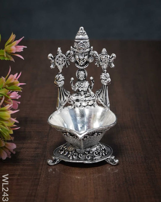 German Silver Balaji Lakshmi Diya (Antique Finish) - Wl2431 Silver Diyas