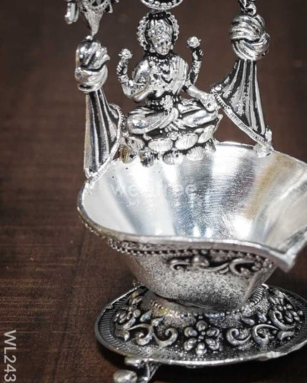 German Silver Balaji Lakshmi Diya (Antique Finish) - Wl2431 Silver Diyas