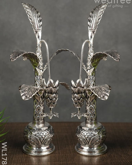 German Silver Banana Tree (Set Of 2) -8.5 Inches - Wl1788 Pooja Utility