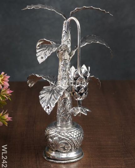 German Silver Banana Tree With Antique Finish (Set Of 2) 8.5 Inch - Wl2428 Pooja Utility