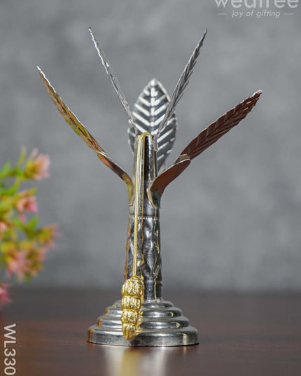 German Silver Banana Tree With Flowers Set Of 2 - 6 Inch Wl3307 Pooja Utility