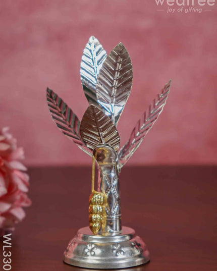German Silver Banana Tree With Flowers Set Of 2 - 6 Inch Wl3307 Pooja Utility