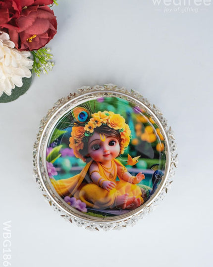 German Silver Bowl - Baby Krishna Design - 4 inch - WBG1861 - German Silver Pooja Utility RG