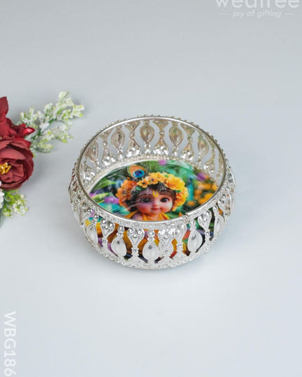 German Silver Bowl - Baby Krishna Design - 4 inch - WBG1861 - German Silver Pooja Utility RG
