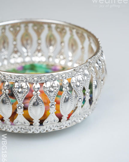 German Silver Bowl - Baby Krishna Design - 4 inch - WBG1861 - German Silver Pooja Utility RG