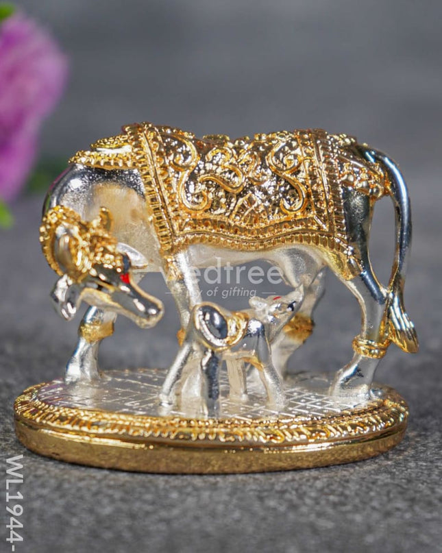 German Silver Cow And Calf - Gold Wl1944-1 Figurines