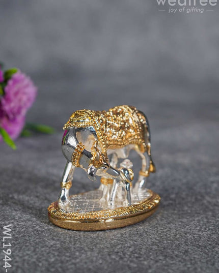 German Silver Cow And Calf - Gold Wl1944-1 Figurines