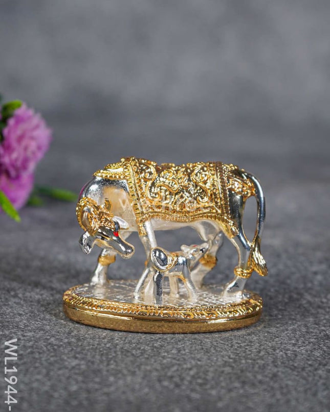 German Silver Cow And Calf - Gold Wl1944-1 Figurines