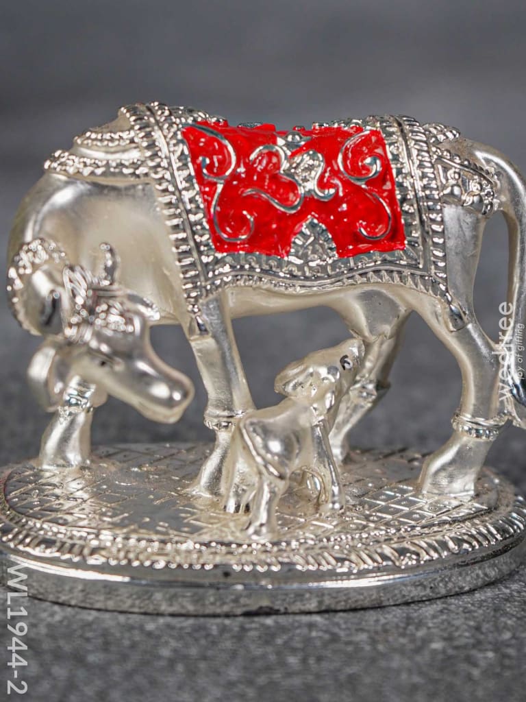 German Silver Cow And Calf - Red Wl1944-2 Figurines