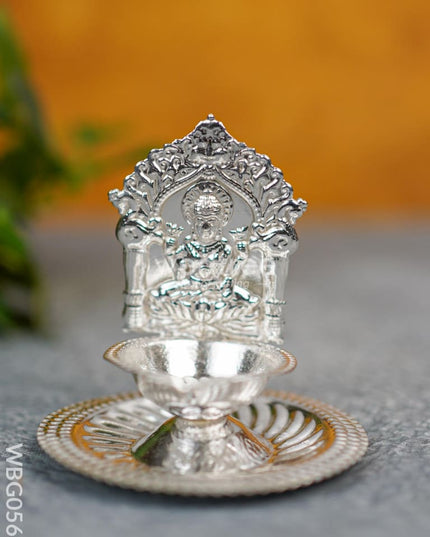 German Silver Diya - Lakshmi Wbg0568 Silver Diya