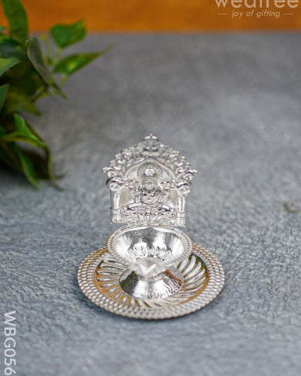 German Silver Diya - Lakshmi Wbg0568 Silver Diya
